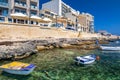 Mediterranean architecture at town Bugibba, Malta island Royalty Free Stock Photo