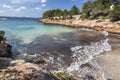 Mediterranean beach, Cala Gracioneta, town of Sant Antoni, Ibiza Royalty Free Stock Photo