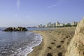 Mediterranean beach in Costa Brava, Platja d Aro, Catalonia, Spain Royalty Free Stock Photo