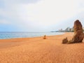 Mediterranean beach in Costa Brava, Platja d Aro, Catalonia, Spain.