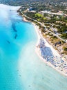 Mediterranean beach La Pelosa, Stintino, Sardinia island, Italy.Aerial view