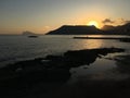 Mediterranean beach with no people at sunset