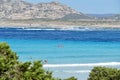 Mediterranean beach in The Spiaggia La Pelosa, Stintino, Sardinia. Royalty Free Stock Photo