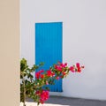 Mediterranean blue door details in Balearic Islands Royalty Free Stock Photo