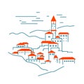 Mediterranean city vector minimalistic illustration.