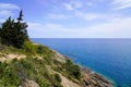 Mediterranean coast in south sea beach Pyrenees Orientales in Languedoc-Roussillon France Royalty Free Stock Photo