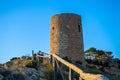 Mediterranean coastal landscape. Historic Torre Vigia De Cerro Gordo, a watchtower