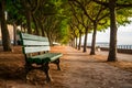 Mediterranean coasts charm captured in city park bench scene