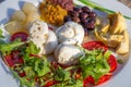 Mediterranean cuisine salad with mozzarella olives artichokes onions Royalty Free Stock Photo