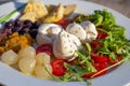 Mediterranean cuisine salad with mozzarella olives artichokes onions Royalty Free Stock Photo