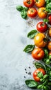 Mediterranean culinary essence vibrant organic tomatoes and basil leaves display