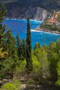 Mediterranean cypress and sea