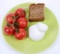 Mediterranean diet tomato, mozzarella and brown bread