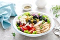 Mediterranean Greek and chickpea salad with fresh vegetables and feta cheese Royalty Free Stock Photo