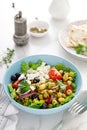 Mediterranean Greek and chickpea salad with fresh vegetables and feta cheese Royalty Free Stock Photo