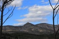 Mediterranean hill and cloudy sky Pyrenees orientales, France Royalty Free Stock Photo