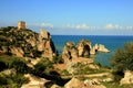 Mediterranean holiday. Coast rocks & sea. Sicily Royalty Free Stock Photo