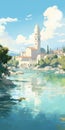 Mediterranean-inspired Anime Art: River In Split, Croatia