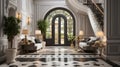 Mediterranean interior design, Interior design of mediterranean style entrance hall with door