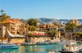 Mediterranean Jbeil port lagoon with anchored fishing boats, Biblos, Lebanon Royalty Free Stock Photo