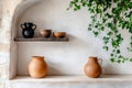 mediterranean kitchen, an authentic mediterranean touch is captured in a rustic kitchen with terracotta flooring, open Royalty Free Stock Photo