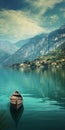 Italian Landscape: A Vintage Boat Floating On A Mountain Lake
