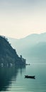 Mediterranean Lake Scene: Calming Islet Boat On Calm Waters