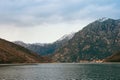 Mediterranean landscape on cloudy winter day. Montenegro, Adriatic Sea, Bay of Kotor Royalty Free Stock Photo