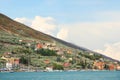 Mediterranean landscape at garda lake shore, near Brenzone Villa Royalty Free Stock Photo