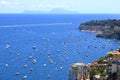 Mediterranean landscape. Sea view of the Gulf of Naples and the silhouette of the island of Capri in the distance. The province of Royalty Free Stock Photo