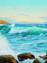 Mediterranean landscape with turquoise wave