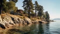 Mediterranean Landscapes: Cabin And Trees By The Water