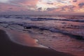 The Mediterranean in the light of the setting sun Netanya