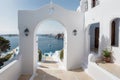 Mediterranean luxury gate wall to the sea view and stair - Santorini island style - ing