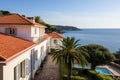 mediterranean mansion with clay roof by the sea Royalty Free Stock Photo