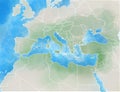 Mediterranean map, illustrated Royalty Free Stock Photo