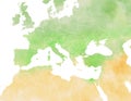 Mediterranean map, illustrated Royalty Free Stock Photo