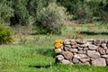 Sardinia. Rural architecture. Typical dry stone wall for fencing of rural properties. The walls characterize the island landscape