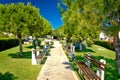 Mediterranean park with benches view Royalty Free Stock Photo