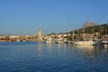 Mediterranean port scene, early morning light. Royalty Free Stock Photo