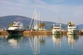 Mediterranean port, view of yacht marina of Porto Montenegro . Montenegro, Bay of Kotor, Tivat city Royalty Free Stock Photo