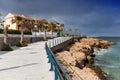 Quay overlooking the beach and sea