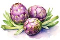 Fresh green vegetable purple nature artichoke background raw plant flower food Royalty Free Stock Photo