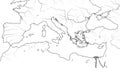 World Map of MEDITERRANEAN REGION: Southern Europe, Middle East, North Africa. (Geographic chart).