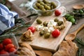 Mediterranean salad with fresh vegetables, feta cheese and green Royalty Free Stock Photo