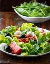 Mediterranean salad with mozzarella and olives Royalty Free Stock Photo