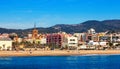 Mediterranean sand beach in Badalona, Spain