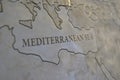 Mediterranean Sea area showed on a metallic map