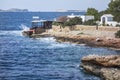 Mediterranean sea, coastal view, rock formation, town of Sant An