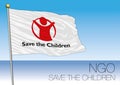 MEDITERRANEAN SEA, EUROPE, YEAR 2017 - Flag of Save The Children, NGO organization